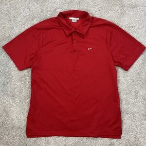 Nike Dri-Fit Polo Shirt Mens XL Red Golf Athletic Performance Embroidered Swoosh
